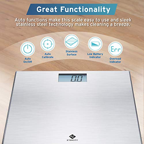 Etekcity Stainless Steel Digital Body Weight Bathroom Scale, 400 Pounds - color: Silver, size: 11.8 x 11.8 inches