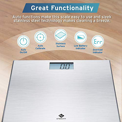 Etekcity Stainless Steel Digital Body Weight Bathroom Scale, 400 Pounds - color: Silver, size: 11.8 x 11.8 inches