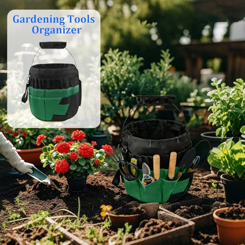 Bucket Tool Bag Organizer with 42 Pockets Multi-functional Garden Tool Bag Organizer 5 Gallon Bucket Tools Kit for Women Men (Tools are not included)