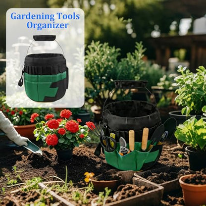 Bucket Tool Bag Organizer with 42 Pockets Multi-functional Garden Tool Bag Organizer 5 Gallon Bucket Tools Kit for Women Men (Tools are not included)