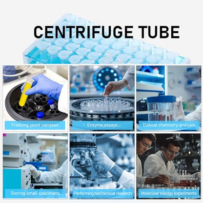 50Pcs 5ml Round Bottom Centrifuge Tubes with 1Pcs Rack