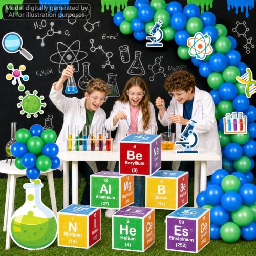 66Pcs Science Lab Party Decoration Pre-Folded Cardstock Kit Green Blue - color: Green Blue