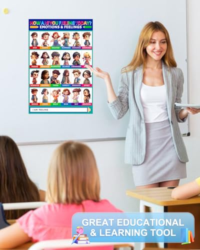D24TIME Feelings Chart for Kids - Toddler Educational Emotion Chart - color: Glossy