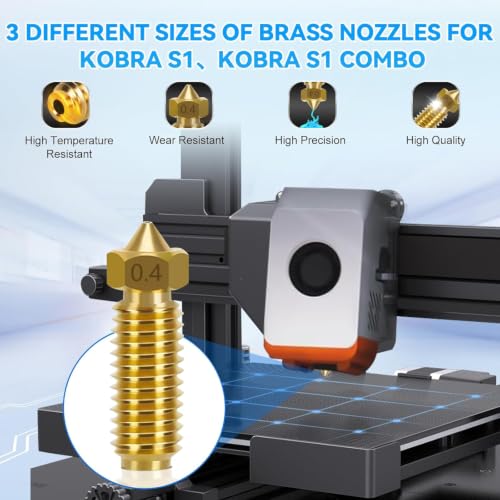 37 PCS Kobra S1 Hotend Kit, Hotend Assembled Extruder Printhead Kit with 9 Brass Nozzle 0.2/0.4/0.6mm, 20 Cleaning Needles, 2 Silicone Cover, Wrench and Tweezers, for Anycubic Kobra S1/Kobra S1 Combo - color: 37 PCS