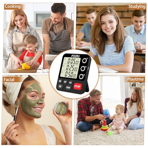 Digital Dual Kitchen Timer, 3-Channel Triple Magnetic Countdown for Cooking - size: YS318 Black
