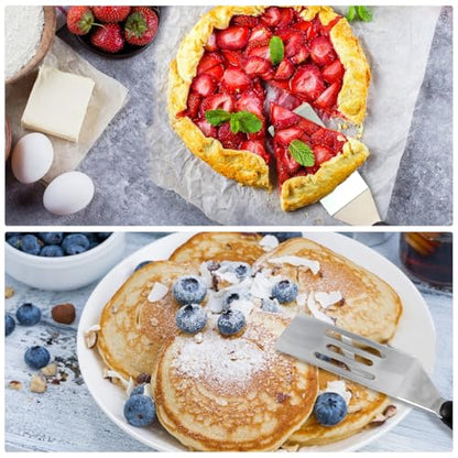 【2 Pack】 Small Metal Spatula Set, Mini Stainless Steel Serving Spatulas for Kitchen Use, Ideal for Flipping Pancake, Brownie, Cookie, Cake, Egg – Professional Cooking & Baking Utensil