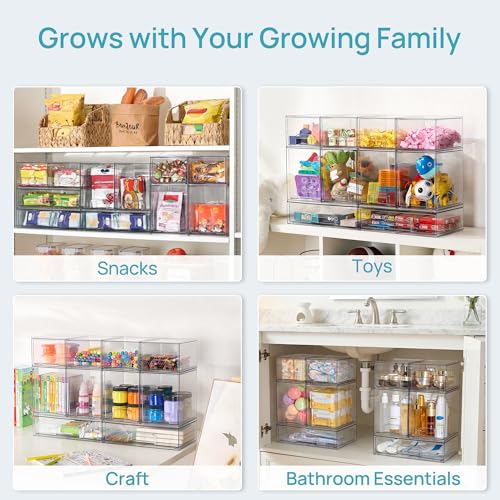 Vtopmart Clear Stackable Storage Drawers Set of 8, Plastic Organizer Bins - style: 4 Small+2 High+2 Wide