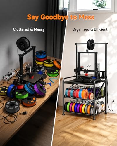 AHOWPD 3D Printer Stand with Filament Storage, Sturdy Heavy Duty Workbench - color: Black