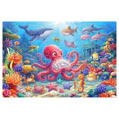 Jumbo Floor Puzzles for Kids Ages 3-5 48 Piece Ocean Educational Toy - color: Underwater World