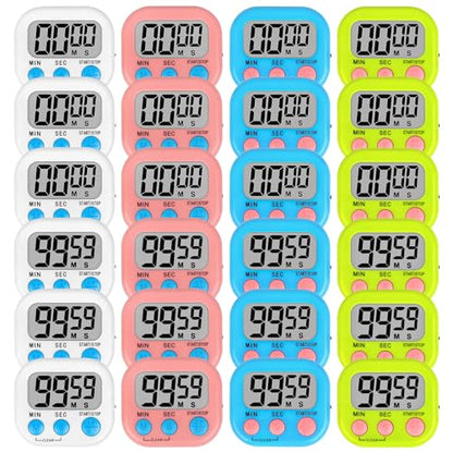 Lasubst Digital Classroom Timers for Teachers Kids School Supplies Bulk with Magnetic Back 24 Pack, White Pink Blue Green - color: White Pink Blue Green