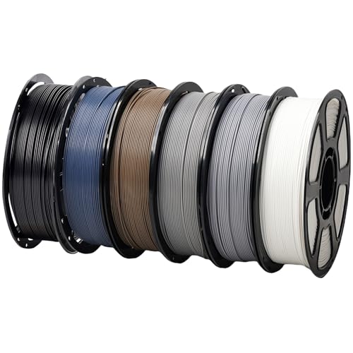 PLA Pro Filament Bundle 6KG, PLA+ 3D Printer Filament 1.75mm Kit - color: Plus Black+cement Grey+chocolate Brown+silvery Gray+light Grey+lvory White