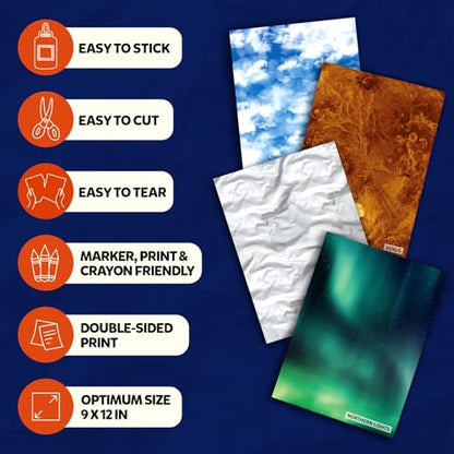 Skillmatics Space Construction Paper for Kids – STEM DIY Craft Activity - color: Outer Space, size: 60 Sheets