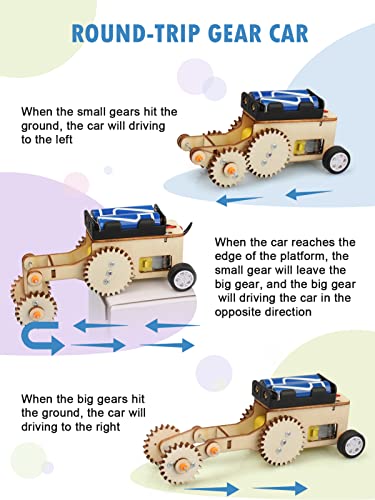 Poraxy STEM Model Car Kits, Toys for Boys Age 8-12, 5 in 1 Kids Wood Building Kit 8-10, 3D Wooden Puzzles, Educational Science Crafts Kits, Birthday Gifts for 8 9 10 11 12 13 14 Years Old Boys