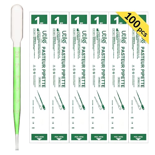 Utile 100pcs of Sterile Transfer Pipettes, Essential Oil Pipettes, Cap.7ml with 155mm Length, Low-Density Polyethylene Material, Individual Peel-Pack, 4320.0513.100 - style: Vol.7ml, 100pcs/box