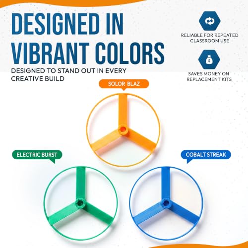 3-Pack Fans Compatible with Snap Circuits 6SCM1F M1 Motor - color: Blue-green-orange