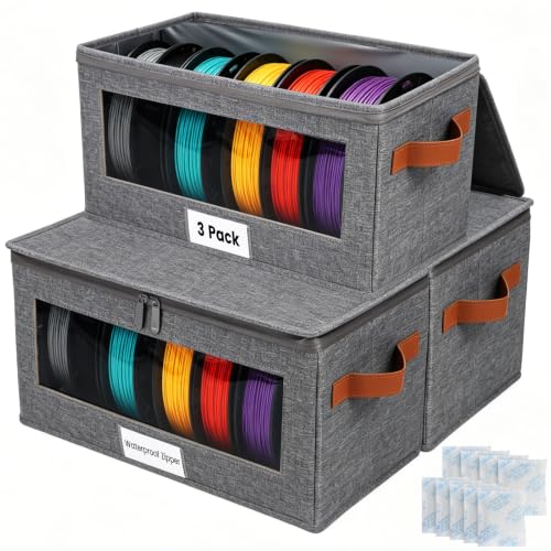 3 Pack 3D Printer Filament Storage Box with Dual Waterproof, Holds 18 Rolls