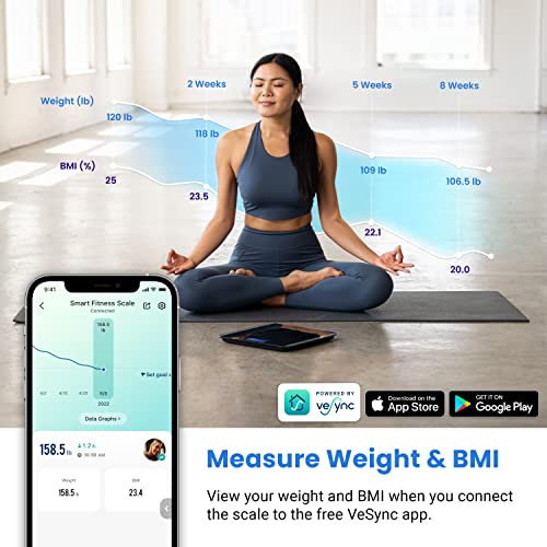 Etekcity Smart Digital Bathroom Scale for Body Weight and BMI, Black - color: Black, size: 11.0 x 11.0 inches