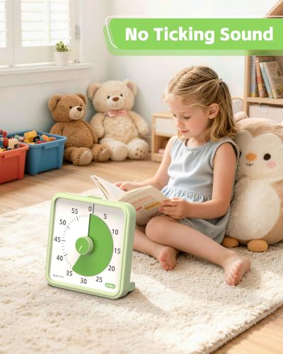 8-Inch Large Visual Timer for Kids 60-Minute Classroom Timer Magnetic - color: Green-green