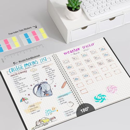 AHGXG Spiral Graph Paper Notebook, 110 Pages, A4 (8.5" x 11") - color: Black, style: A4-Graph