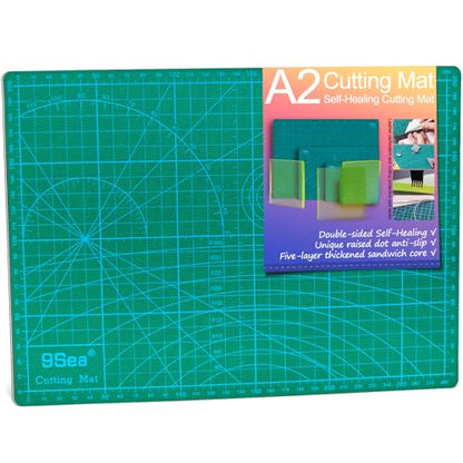 A2 Self Healing Cutting Mat, 23.62 x 17.72 in, 5-Ply PVC Craft Board for Rotary Cutters, Sewing, Quilting and Leatherwork, Green - size: 23.6"L x 17.7"W
