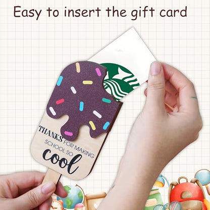 Ice Cream Teacher Appreciation Gift Card Holder, Teacher Appreciation Gifts for Women, 5-Layered Wooden Thank You Gift Card Holders, End of Year Preschool Middle School High School Back to School - color: Ice Cream