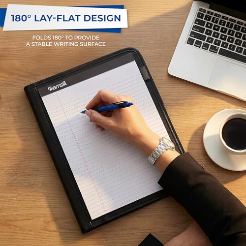 Samsill Professional Padfolio - Faux Leather Portfolio Folder for Men and Women, Leather Padfolio with 8.5 x 11 Writing Pad, Resume Portfolio Folder, Functional Business Portfolio for Meetings and Interviews, Black - size: Letter - 8.5 x 11 inches, style: