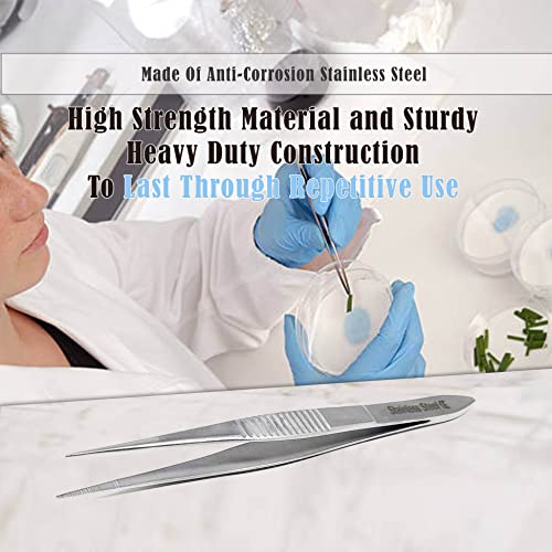 Stainless Steel High Precision Forceps with Fine Strong Straight Serrated Point to use Engineer Labware for Scientific Use (3.5 Inch) - size: 3.5 Inch