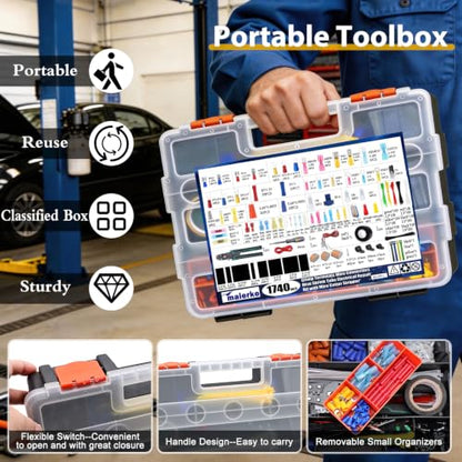 1740pcs Heat Shrink Wire Connector Kit with Crimping Tool for AWG 22-10 - size: 1740pcs