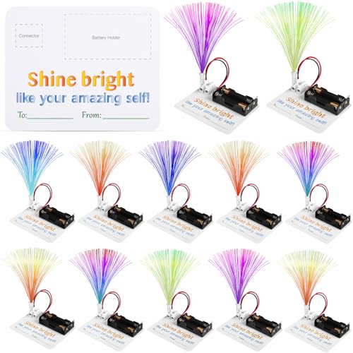 12 Bulk STEM Kits for Kids 8-12 Crafts, Science Projects Classroom Activities, Fiber Optic Light Experiments Craft Kit, Simple Electrical Circuits 4th 5th Grade, STEAM Return Gifts 8 9 10 11 Year Old