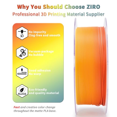 ZIRO 3D Printer Filament PLA, Fast Color Change Matte, 1KG Paint Splash - color: Paint Splash (Matte)