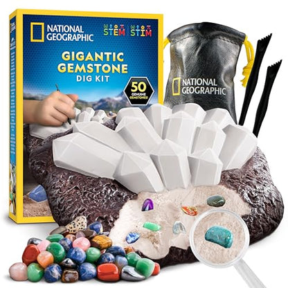 National Geographic Gigantic Gemstone Dig Kit with 50 Real Gemstones - style: 50-gem Brick