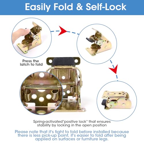 TopDirect 4 Pack Locking Hinge for Folding Table Brackets (Zinc) - color: Zinc, size: 4 Pack