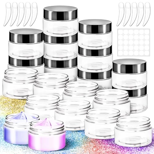 16 Pack 2oz Plastic Jars Containers, 60ml Travel Size Container Jars with Lids, 60g Small Travel Cosmetic Container Jar for Toiletries Cream Makeup Cosmetic Sample Slime Lip Salves Balm Lotion - color: Black, size: 2oz