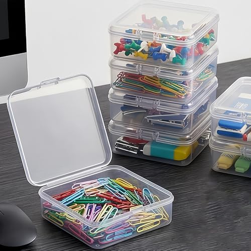 Plastic Bead Storage Containers Box Transparent Boxes with Hinged Lid Clear Bead Organizer Box for Small Items DIY Craft Jewelry Hardware Business Cards Game Pieces (20 Pcs /2.8 x 2.8 x 1 Inch)