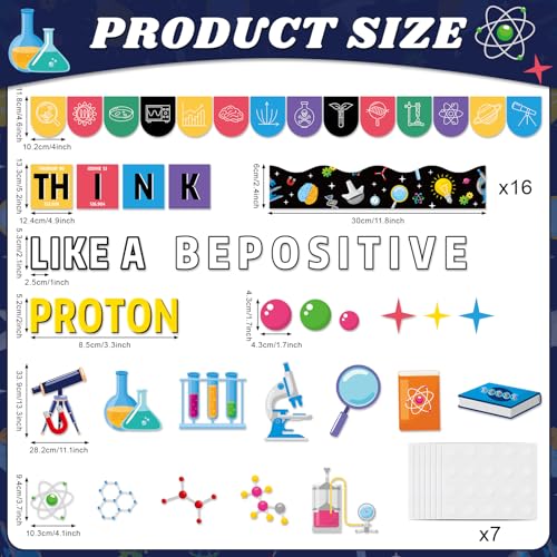 Science Bulletin Board Set Science Fair Board Classroom Decorations Educational Positive Scientist Lab Back to School Paper Cutouts for School Home Chalkboard Door Wall Decor - style: Science