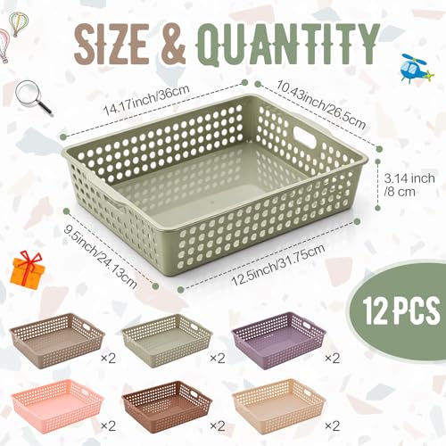 Geetery 12 Pack Classroom Storage Baskets with Handle,Terrazzo Color - color: Terrazzo Color