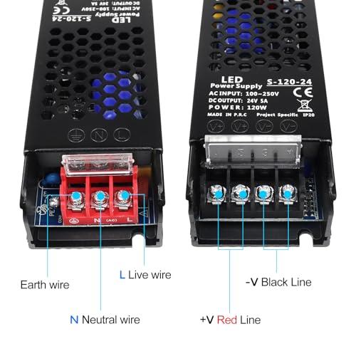24V 5A 120W Universal Regulated Switching Power Supply, 100-250V AC to 24V DC Converter, LED Driver, Industrial Transformer, Adapter for Strip Light, Lamp, Radio - style: 24 Volt
