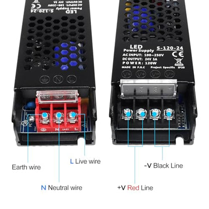 24V 5A 120W Universal Regulated Switching Power Supply, 100-250V AC to 24V DC Converter, LED Driver, Industrial Transformer, Adapter for Strip Light, Lamp, Radio - style: 24 Volt