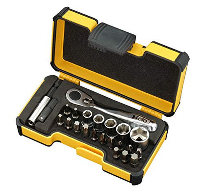 XS 23pc Box Sockets, Bits, Mini Ratchet, Bitholder, METRIC