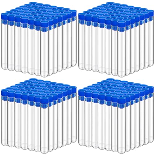 Flutesan 200 Pcs Clear Plastic Test Tubes,16 x 100 mm(10 ml),Blue - color: Blue