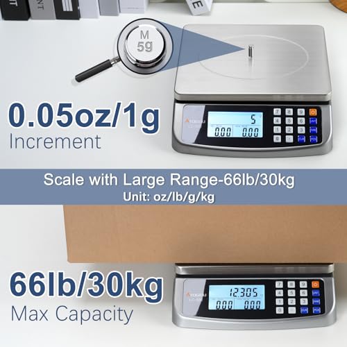 Atogou 66lb Food Scale, Commercial Kitchen Scale with Price Computing - style: Grey 66lb/30kg