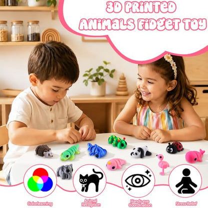 JOICEE 50Pcs 3D Printed Animals Articulated Flexible 3D Printed Fidget Toys - color: Pink