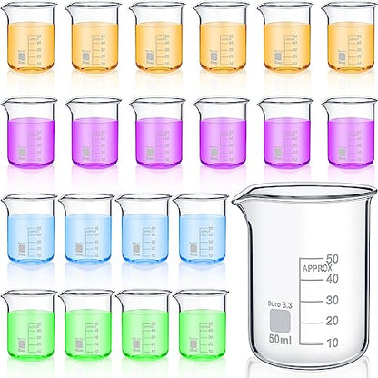 Tanlade 20 Pcs 50 ml Glass Beakers with Spout, Borosilicate Lab Beaker - size: 50 ml