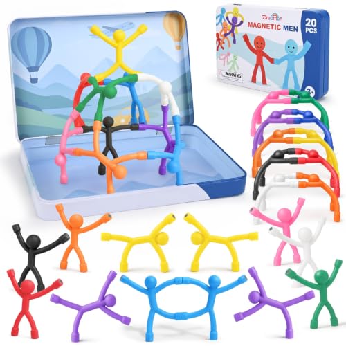 20Pcs Magnetic Travel Toys with Metal Box, Magnets Men for Kids Fidget Toys - size: 20Pcs Solids