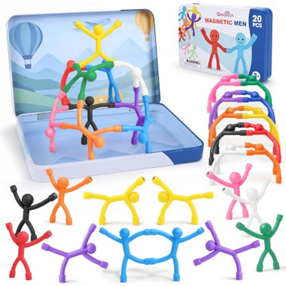 20Pcs Magnetic Travel Toys with Metal Box, Magnets Men for Kids Fidget Toys - size: 20Pcs Solids