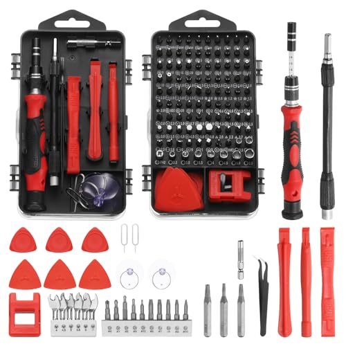 HARFINGTON 140 in 1 Magnetic Precision Screwdriver Set with 99 Bits,Red - color: Red