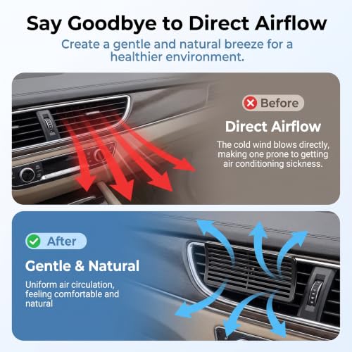 2 PCS Car AC Vent Deflector, Adjustable Car Air Direction Vent Deflector, Low Profile Plastic Air Vent Directing Baffle, Universal Auto Air Ventshade, Universal for Most Vehicles (Black)