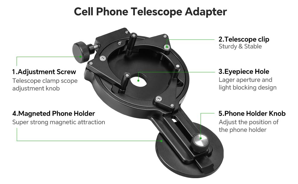 FANAUE Telescope Phone Adapter, Spotting Scope Smartphone Phone Mount for Binoculars Monocular Microscope, Magnetic Cell Phone Digiscoping Holder for Camera Photography