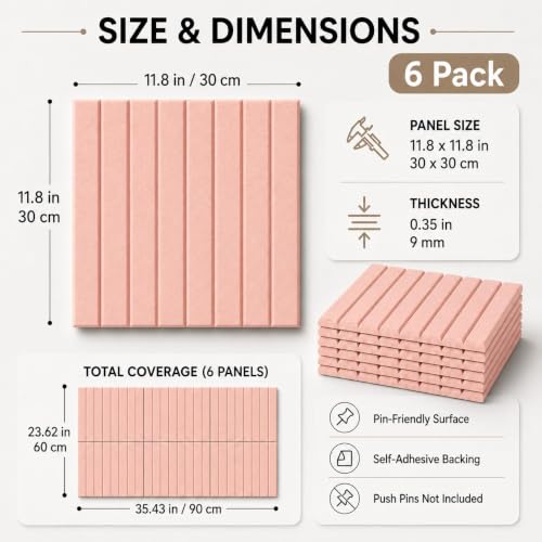 Stripe Felt Bulletin Board Tiles, Cork Board Alternative 24 x 36 in - color: Blush Pink, size: 24" x 36"