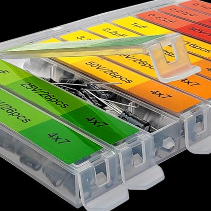 EEEEE 0.1uF－2200uF capacitors 20 Value 304pcs Individual Box Lid Electrolytic Capacitor Assortment kit for Industrial Electrical and arduino (304pcs 20values 10-50v) - style: 304pcs 20values 10-50v